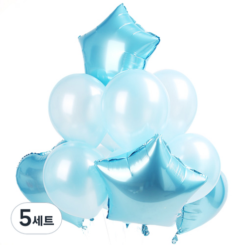 파티해 은박+ 고무 헬륨효과 풍선세트, 블루, 5세트