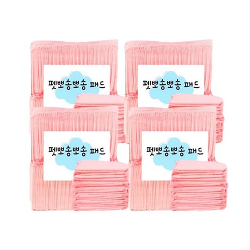 펫뽀송뽀송 강아지 배변패드 핑크 100p x 14g, 4개
