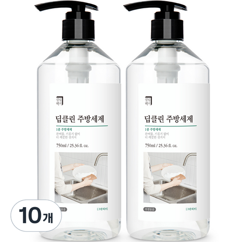 살림백서 딥클린 주방세제 그린허브향, 10개, 750ml
