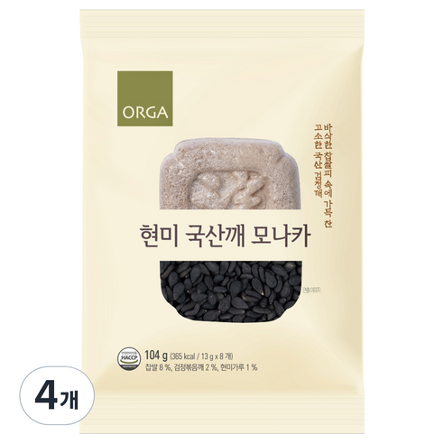 ORGA 현미 국산깨 모나카, 104g, 4개