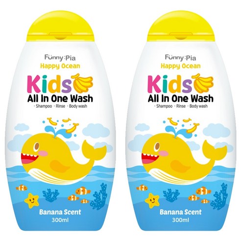 퍼니피아 해피 오션 키즈 올인원 워시 바나나, 300ml, 2개