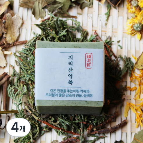 두류헌 지리산 클렌징 비누 약쑥, 80g, 4개