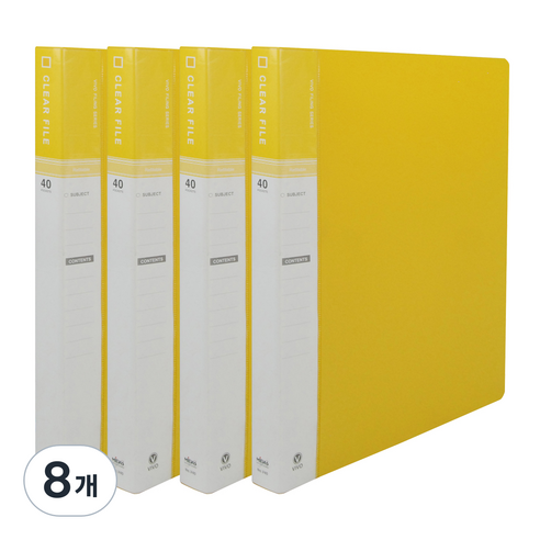 클리어화일 인덱스 A4 40매, 노랑색, 8개