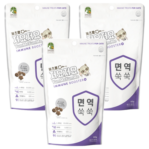 캐츠랑 고양이 저요저요 간식, 면역, 60g, 3개