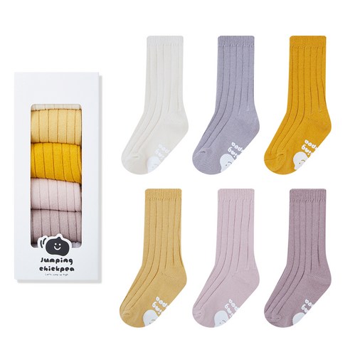 점핑칙피 유아용 롱 골지 양말 6종 + 선물 패키지 세트