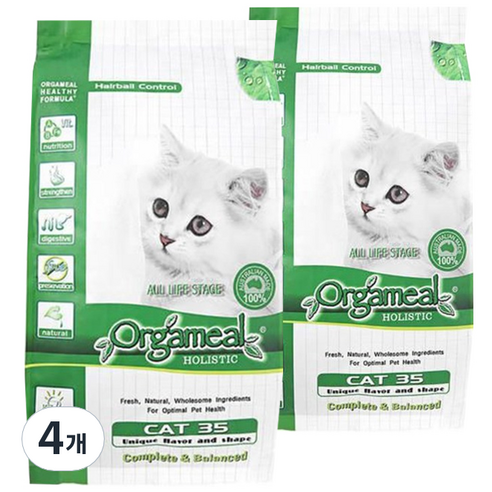 올가밀 홀리스틱 캣35 전연령 고양이 사료, 닭, 1kg, 4개