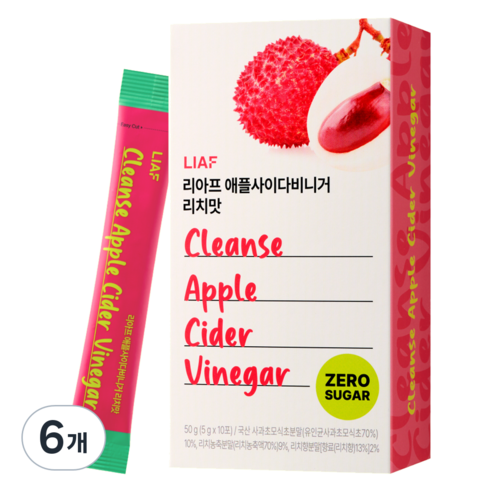 리아프 애플사이다비니거 리치맛 제로슈가, 50g, 6개