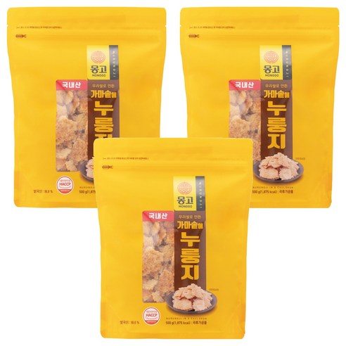 몽고식품 우리쌀 가마솥 누룽지, 500g, 3개
