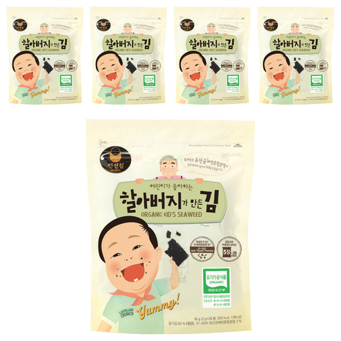 만전김 유기가공식품 인증 할아버지가 만든 김, 56g, 5개