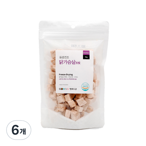 궁 반려동물 동결건조 간식 50g, 닭가슴살 트릿, 6개