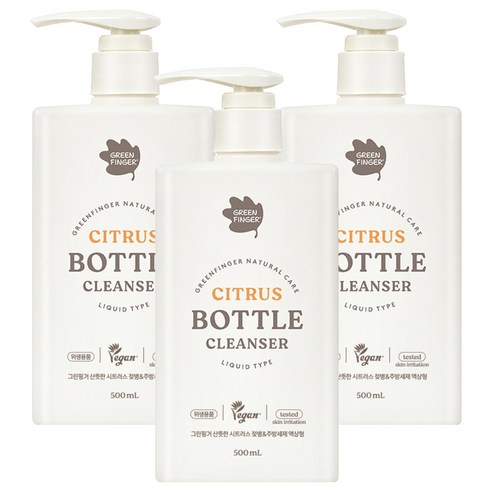 그린핑거 산뜻한 시트러스 젖병 앤 주방세제 액상형, 3개, 500ml