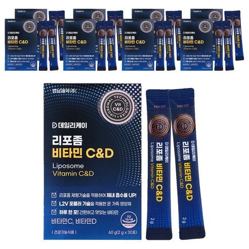 경남제약 데일리케이 리포좀 비타민 C & D 30p, 60g, 9개