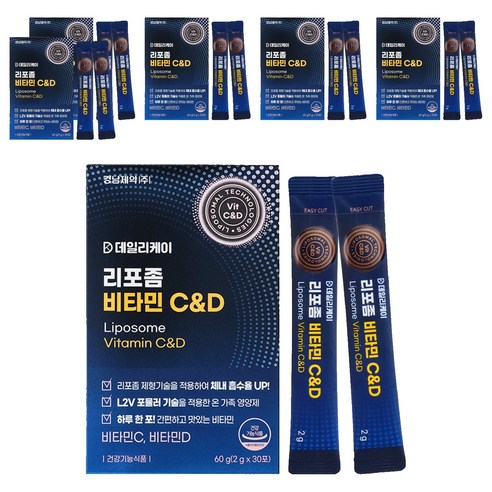 경남제약 데일리케이 리포좀 비타민 C & D 30p, 60g, 6개