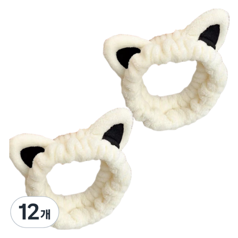 다정다감 도톰한 냥이 세안 헤어밴드 20 x 20 cm, 베이지, 12개