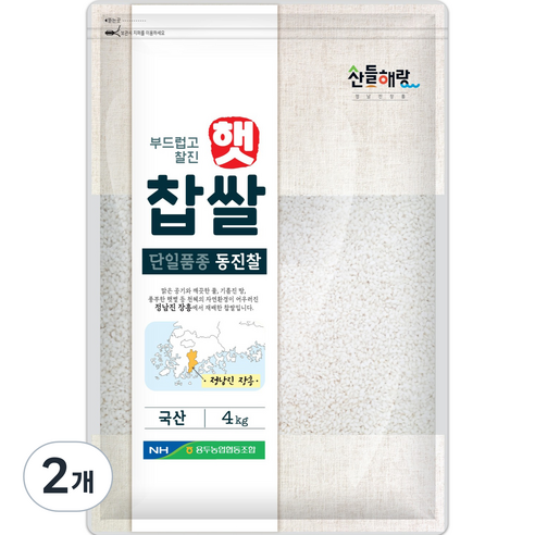 정남진장흥 산들해랑 동진 찹쌀, 4kg, 2개