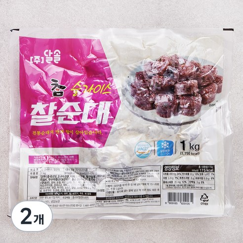 달솔 참 슬라이스 찰순대, 1kg, 2개