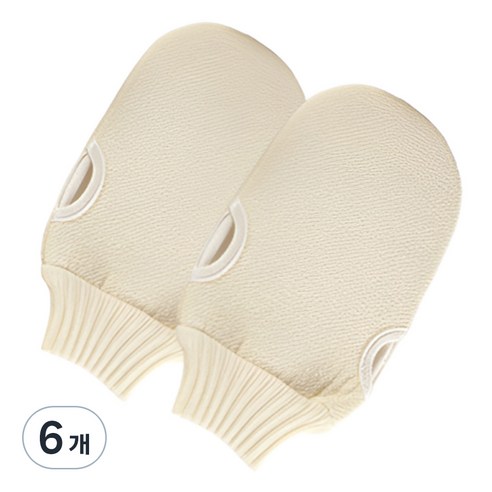 비타벨로 고급 때밀이 장갑 타월, 베이지, 6개, 1개입