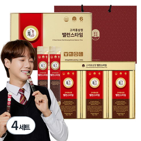 풍년보감 고려홍삼정 밸런스타임 6년근 홍삼스틱 선물세트 + 쇼핑백, 300g, 4세트