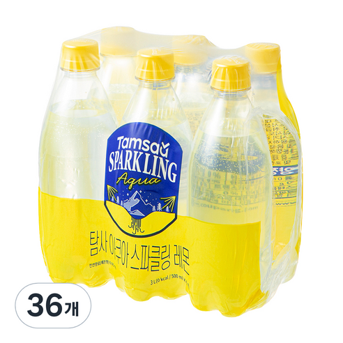 탐사 아쿠아 스파클링 레몬 무라벨, 36개, 500ml