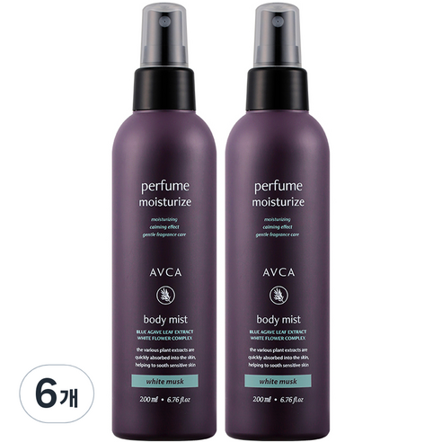 아브카 퍼퓸 대용량 바디 미스트 화이트머스크향, 6개, 200ml