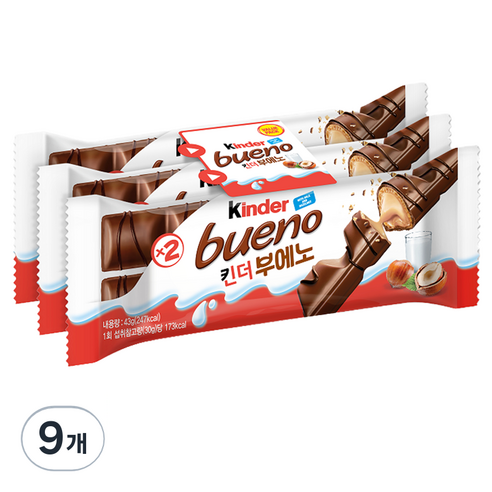 킨더 부에노 T2 초콜릿, 43g, 9개
