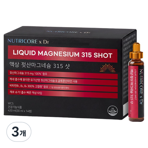 뉴트리코어 액상 젖산마그네슘 315 샷 14p, 3개, 420ml