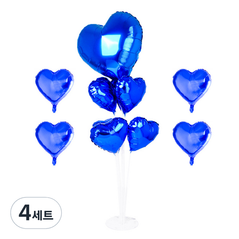 파티쇼 풍선꽂이장식세트 70cm, 하트블루, 4세트