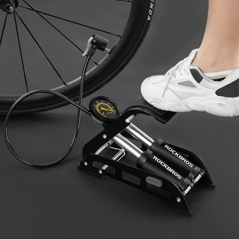 자전거 타이어에 적합한 압력을 빠르고 편리하게 유지하는 락브로스 FP4310S 고압 풋 펌프