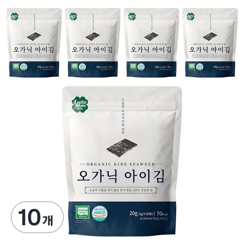 룰루맘 오가닉 아이김 5봉, 김, 10개, 20g