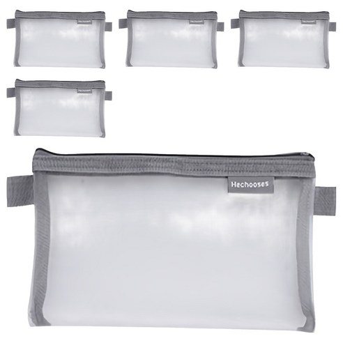 Hechooses 심플 메쉬 파우치형 필통, 그레이, 5개