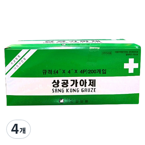 상공 가아제 10 x 10 cm 4겹, 200개입, 4개