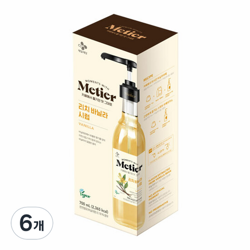 메티에 리치 바닐라 시럽 700ml + 펌프 세트, 6개