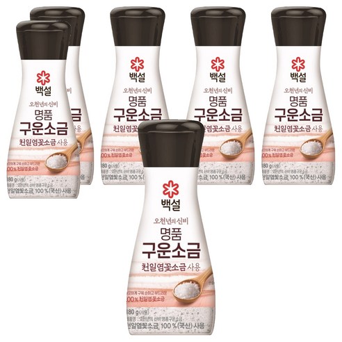 백설 천일염꽃 구운소금, 180g, 6개