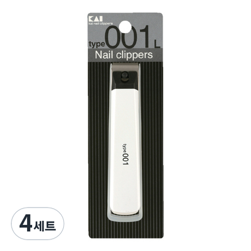 카이 손톱깎이 + 투명케이스 세트 L, 화이트, 4세트