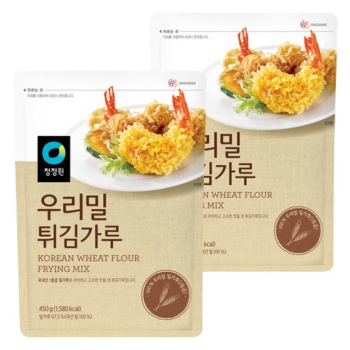 청정원 우리밀 튀김가루, 450g, 2개