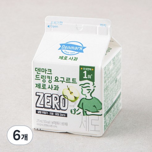 덴마크 드링킹 요구르트 제로 사과, 275ml, 1개입, 6개