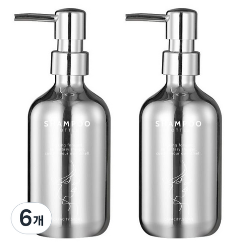윈프라이스 크롬 미러 리필 디스펜서 샴푸리필용 500ml, 실버, 6개