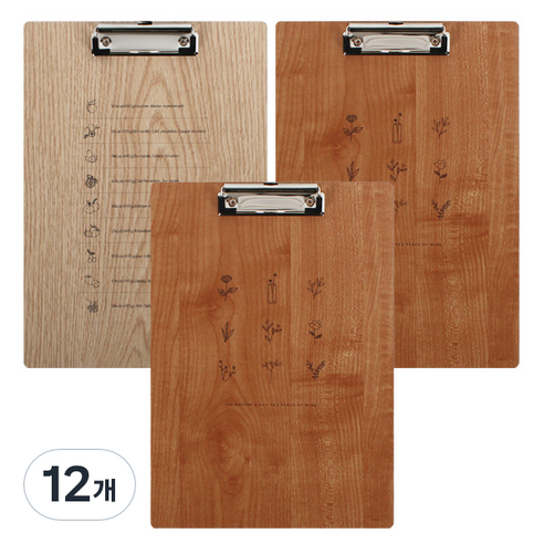 톡톡팬시 우드클립보드 220 x 330 mm, 랜덤 발송, 12개