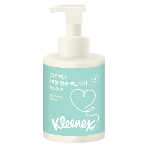 크리넥스 버블버블 핸드워시 힐링그린향, 500ml, 1개