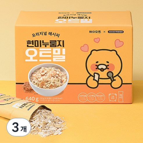 카카오프렌즈 현미누룽지 오트밀 20팩, 640g, 3개세트 카카오프렌즈 현미누룽지 오트밀 20팩, 640g, 3개세트