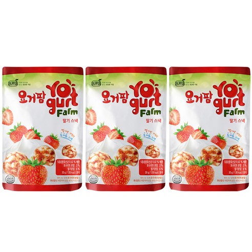 프로엠 요거팜 쌀로만든 딸기 스낵, 딸기맛, 30g, 3개