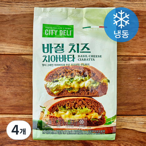 삼립 시티델리 바질 치즈 치아바타 (냉동), 180g, 4개, 3개입