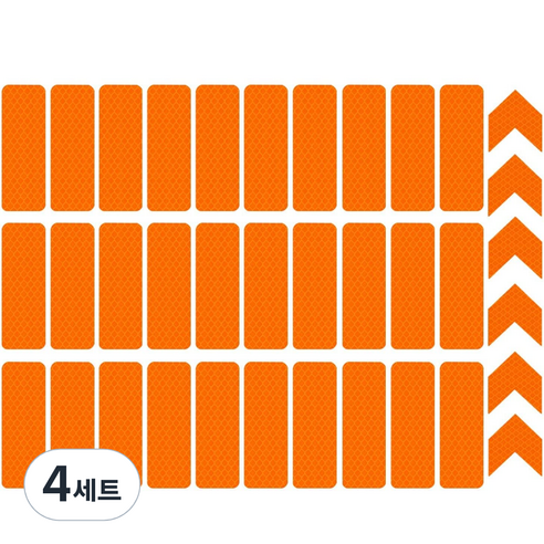 야간 반사 스티커 직사각 30p + 화살표 6p 세트, 4세트, 황색