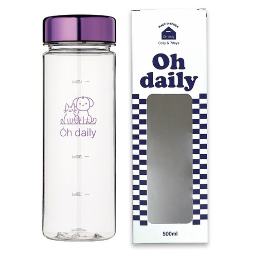 오데일리 보온보냉 메탈 트라이탄 물병, 퍼플, 500ml, 1개