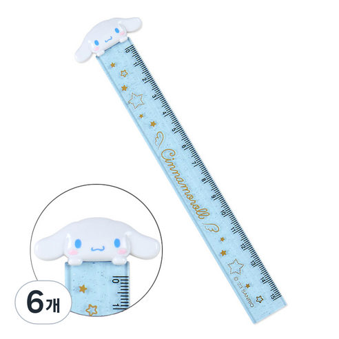 산리오 시나모롤 마스코트 슬림 자 15cm, 혼합색상, 6개