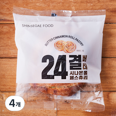 신세계푸드 24결 버터 시나몬롤 페스츄리, 79g, 1개입, 4개