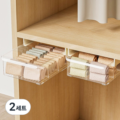 오라플 칸칸이 공간활용 부착식 8칸 속옷양말정리함 + 접착테이프 세트, 2세트
