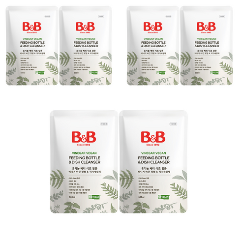 비앤비 베리 식초 담은 비건 젖병 & 식기 세정제 리필형, 6개, 500ml