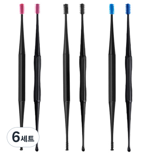 에이팀 실리콘 양면 귀이개 2종 세트 랜덤발송, 6세트