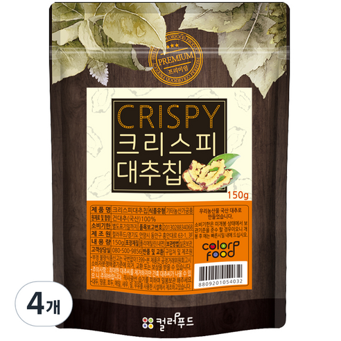 colorfood 크리스피 대추칩, 150g, 4개